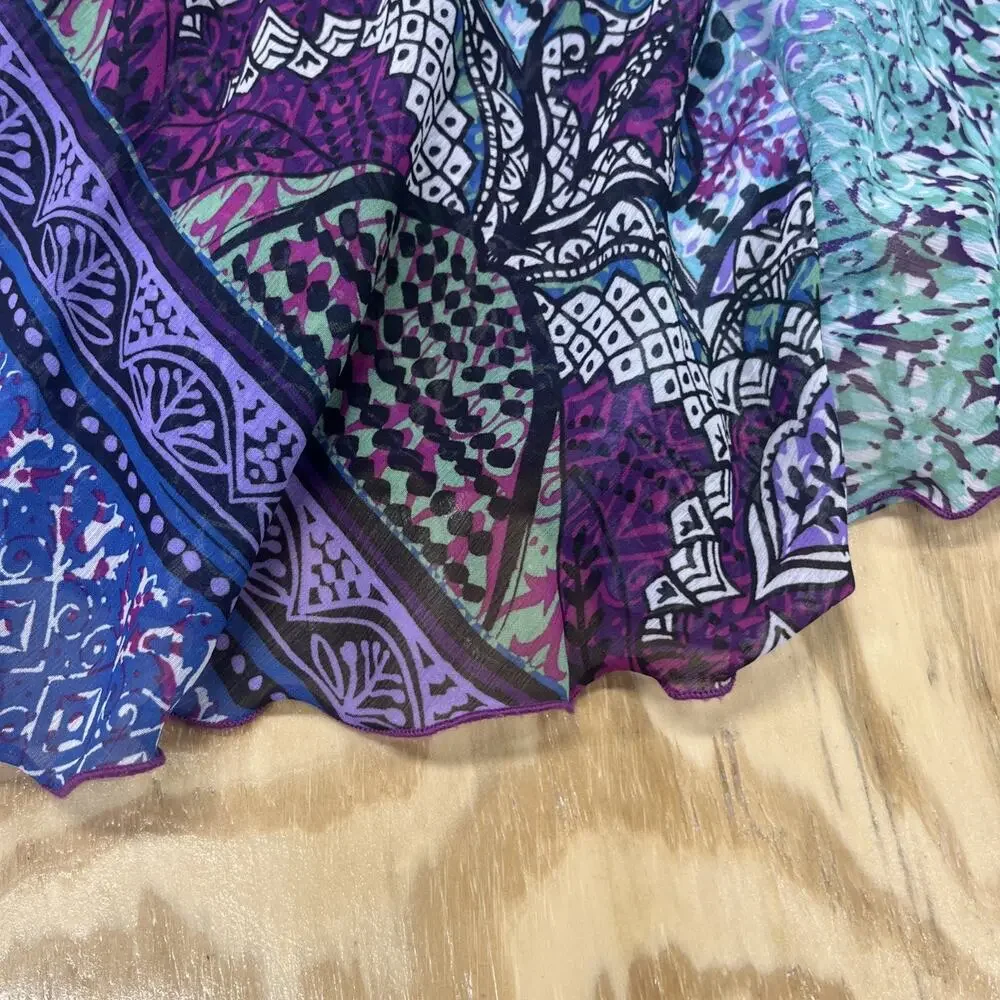 Dressbarn Y2K Babydoll Fairy Asymmetrical Dress Size 8 Sheer Patchwork Festival - Picture 10 of 16